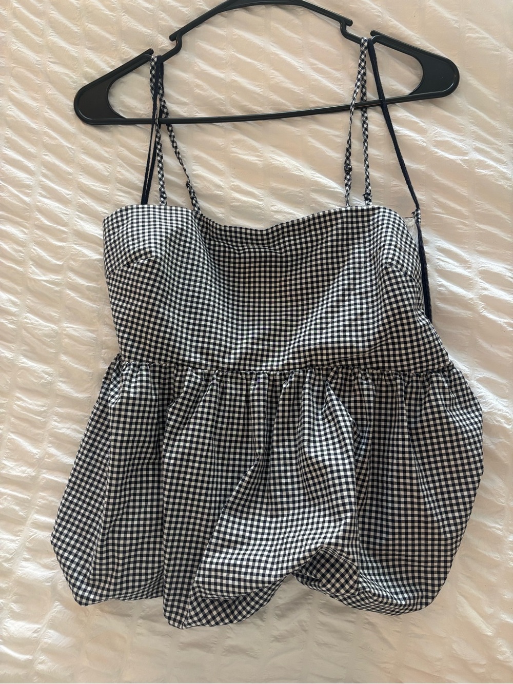 GAP Black and White Gingham Peplum Cami